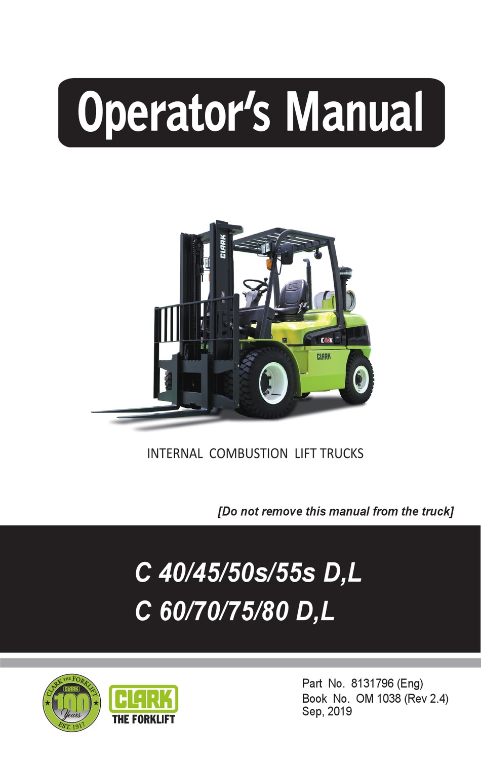 Clark C40d Operator S Manual Pdf Download Manualslib