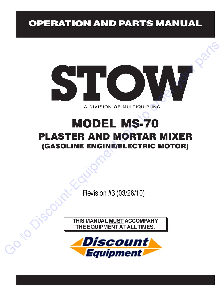 STOW MS70 OPERATION AND PARTS MANUAL Pdf Download ManualsLib