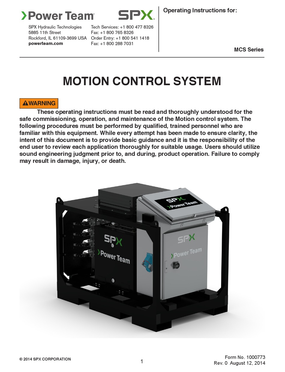 SPX POWER TEAM MCS SERIES OPERATING INSTRUCTIONS MANUAL Pdf Download