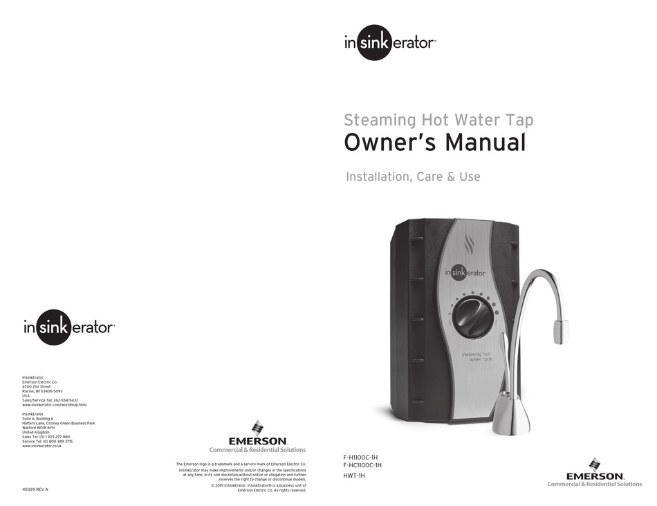 INSINKERATOR F-H1100C-1H OWNER'S MANUAL Pdf Download | ManualsLib