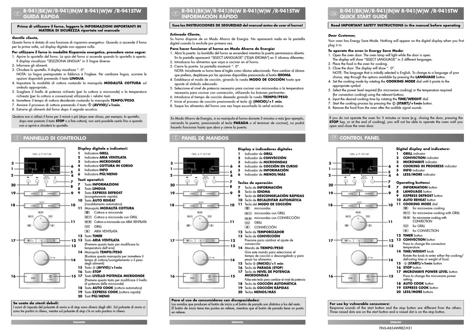 SHARP R-941BKW QUICK START MANUAL Pdf Download | ManualsLib