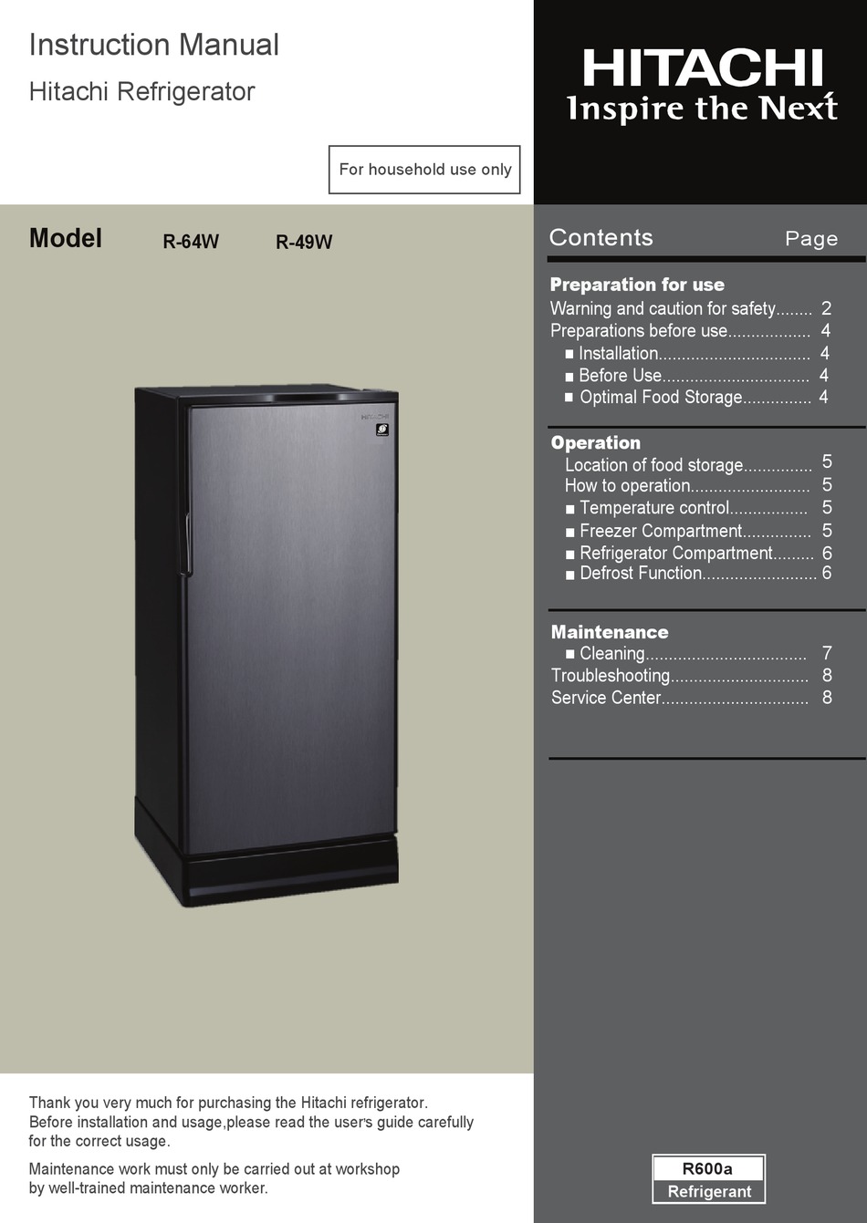 Hitachi R 64w Instruction Manual Pdf Download Manualslib
