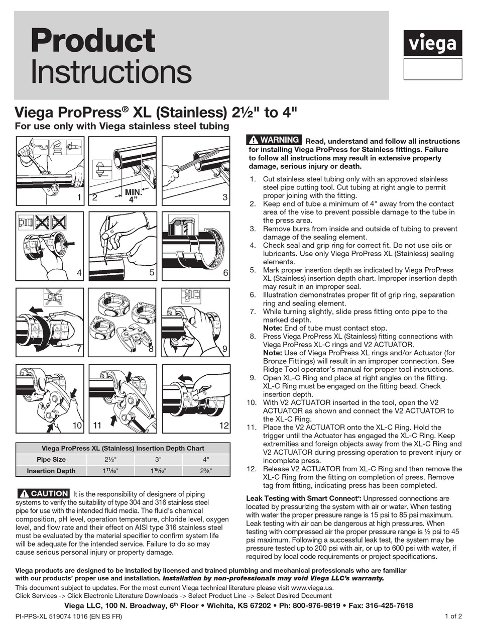 VIEGA PROPRESS XL INSTRUCTIONS Pdf Download ManualsLib