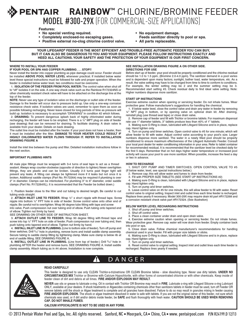 PENTAIR RAINBOW 30029X MANUAL Pdf Download ManualsLib
