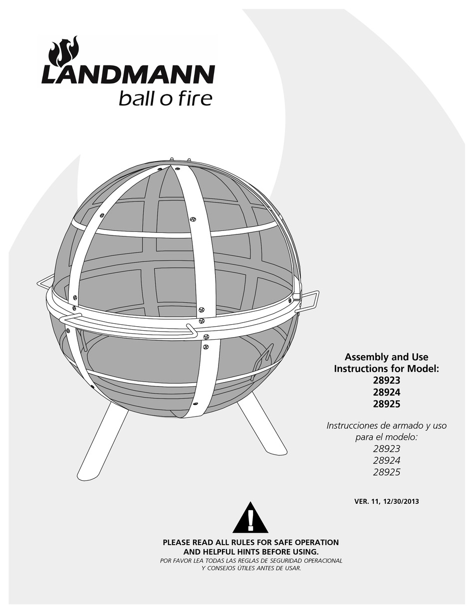 landmann outdoor fireplace on Landmann Ball O Fire 28923 Assembly And Use Instructions Pdf Download Manualslib