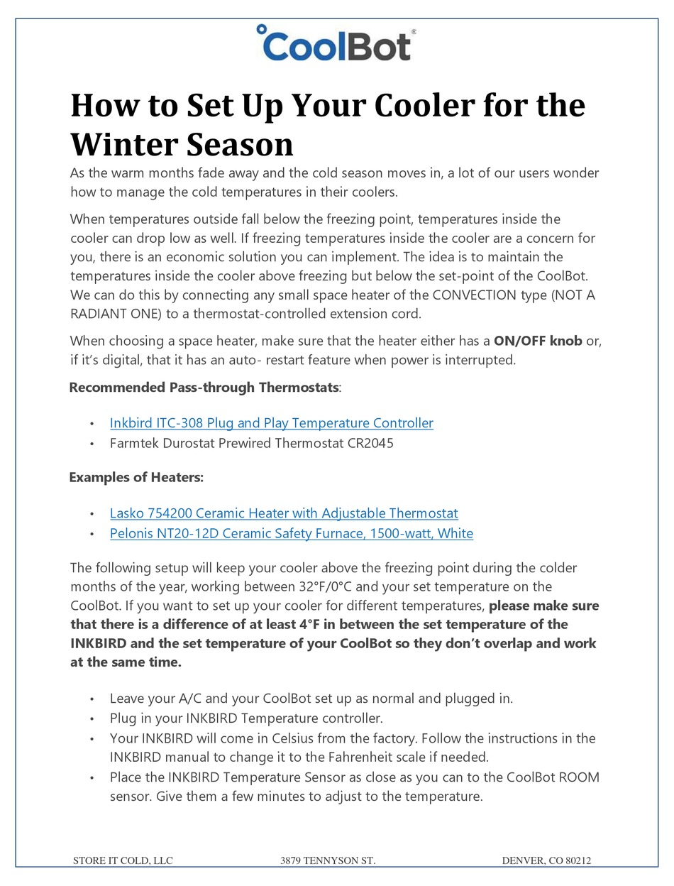 STORE IT COLD COOLBOT SETUP Pdf Download ManualsLib
