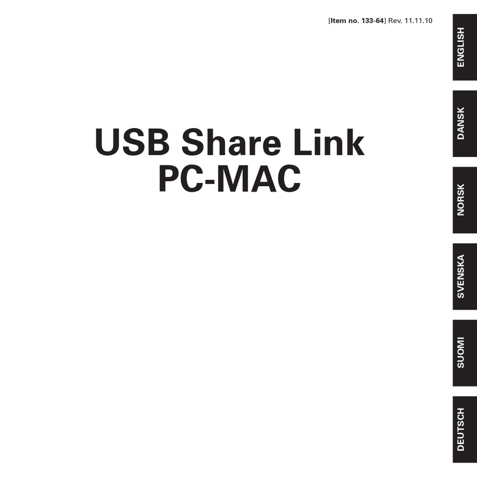 Sandberg Usb Share Link Pc Mac Manual Pdf Download Manualslib