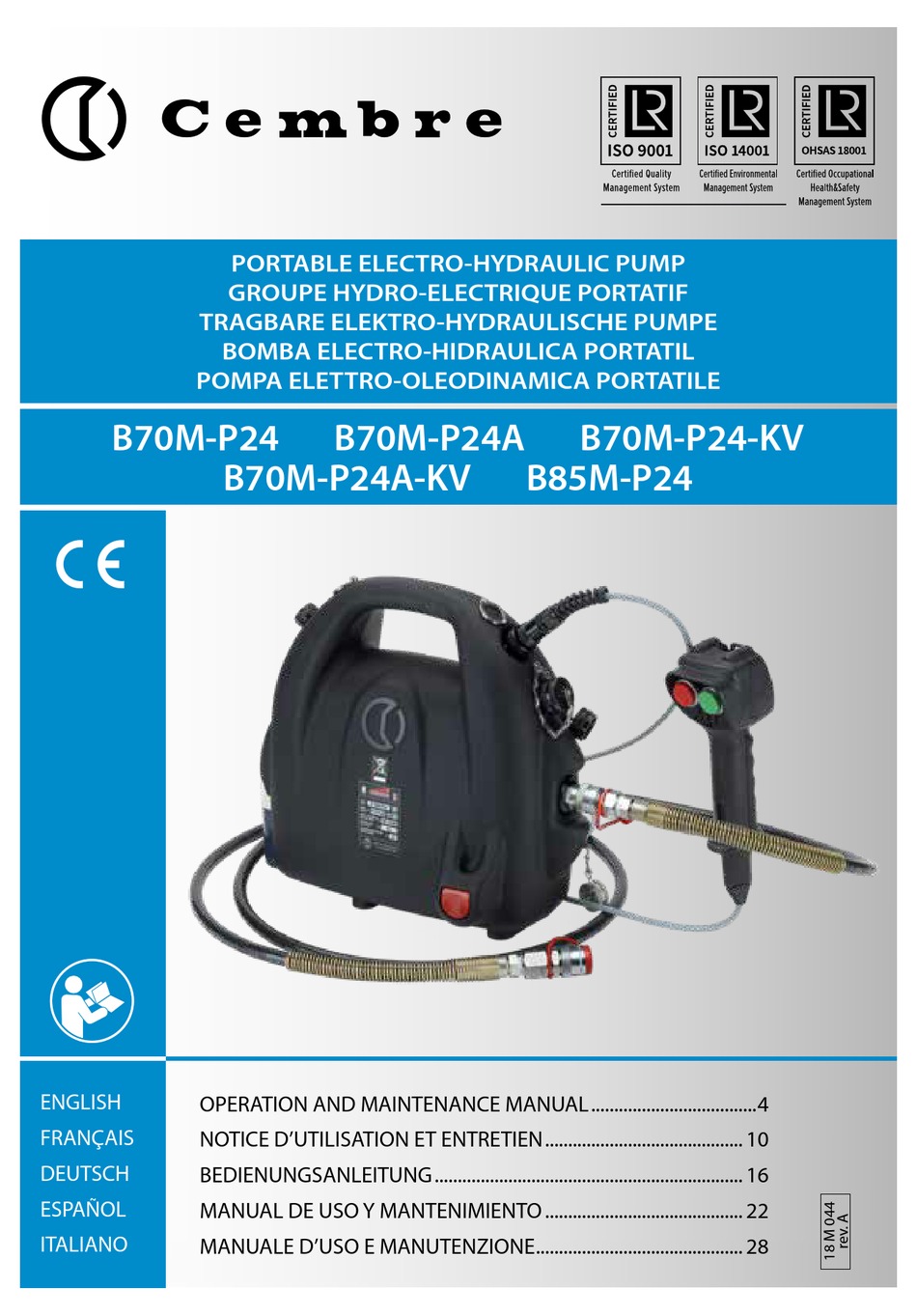 General Characteristics - Cembre B70M-P24 Operation And General Characteristics - Cembre B70M-P24 Operation And