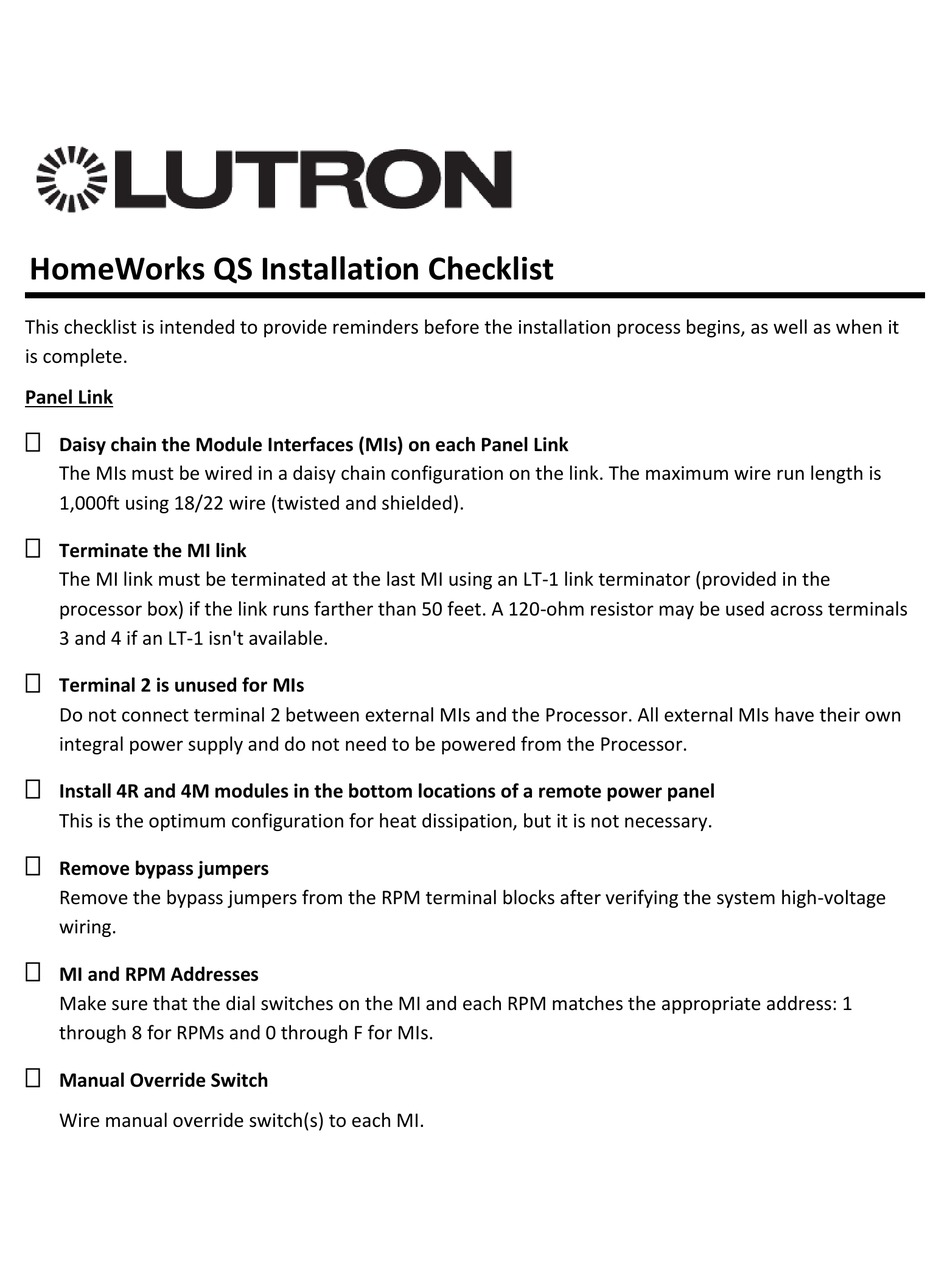 lutron homeworks qs technical reference guide