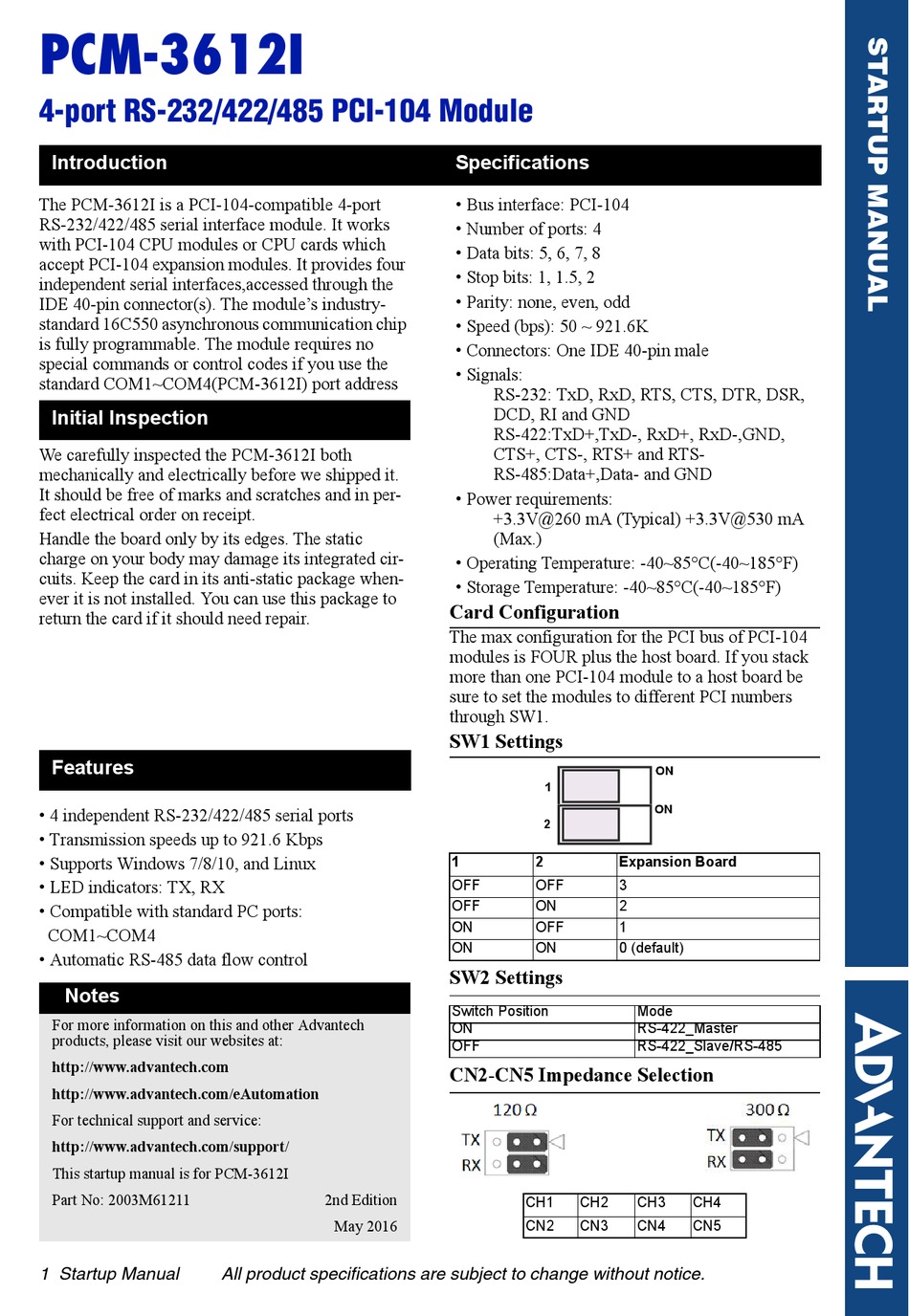 Advantech Pcm I Startup Manual Pdf Download Manualslib