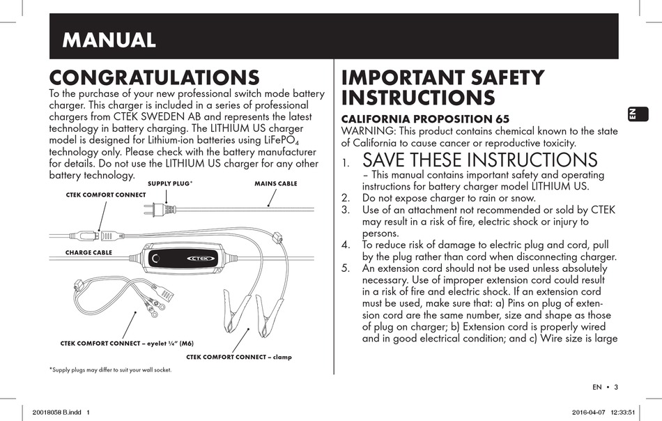 CTEK 1082 MANUAL Pdf Download | ManualsLib