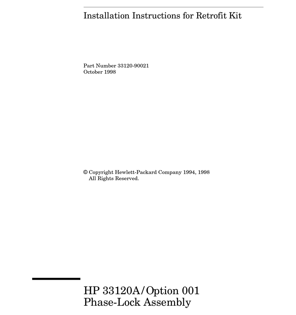 HP 33120A INSTALLATION INSTRUCTIONS MANUAL Pdf Download ManualsLib