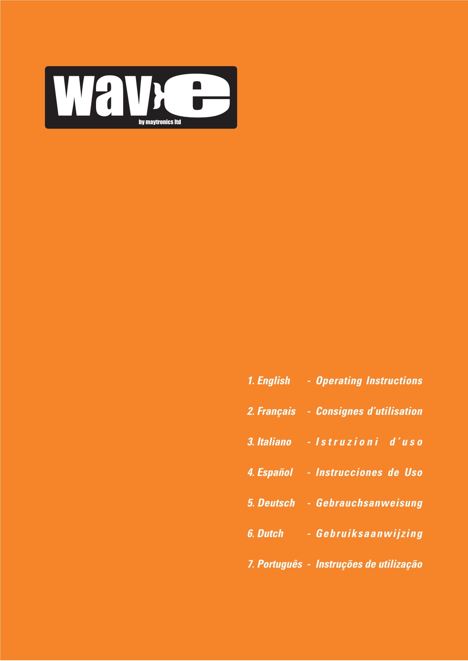 MAYTRONICS DOLPHIN WAVE OPERATING INSTRUCTIONS MANUAL Pdf Download