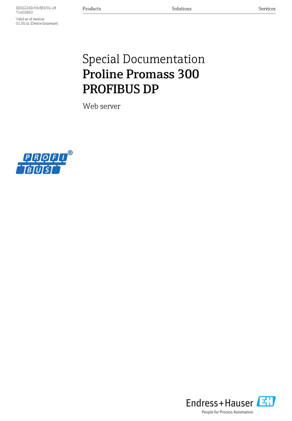 ENDRESS+HAUSER PROLINE PROMASS 300 SPECIAL DOCUMENTATION Pdf Download