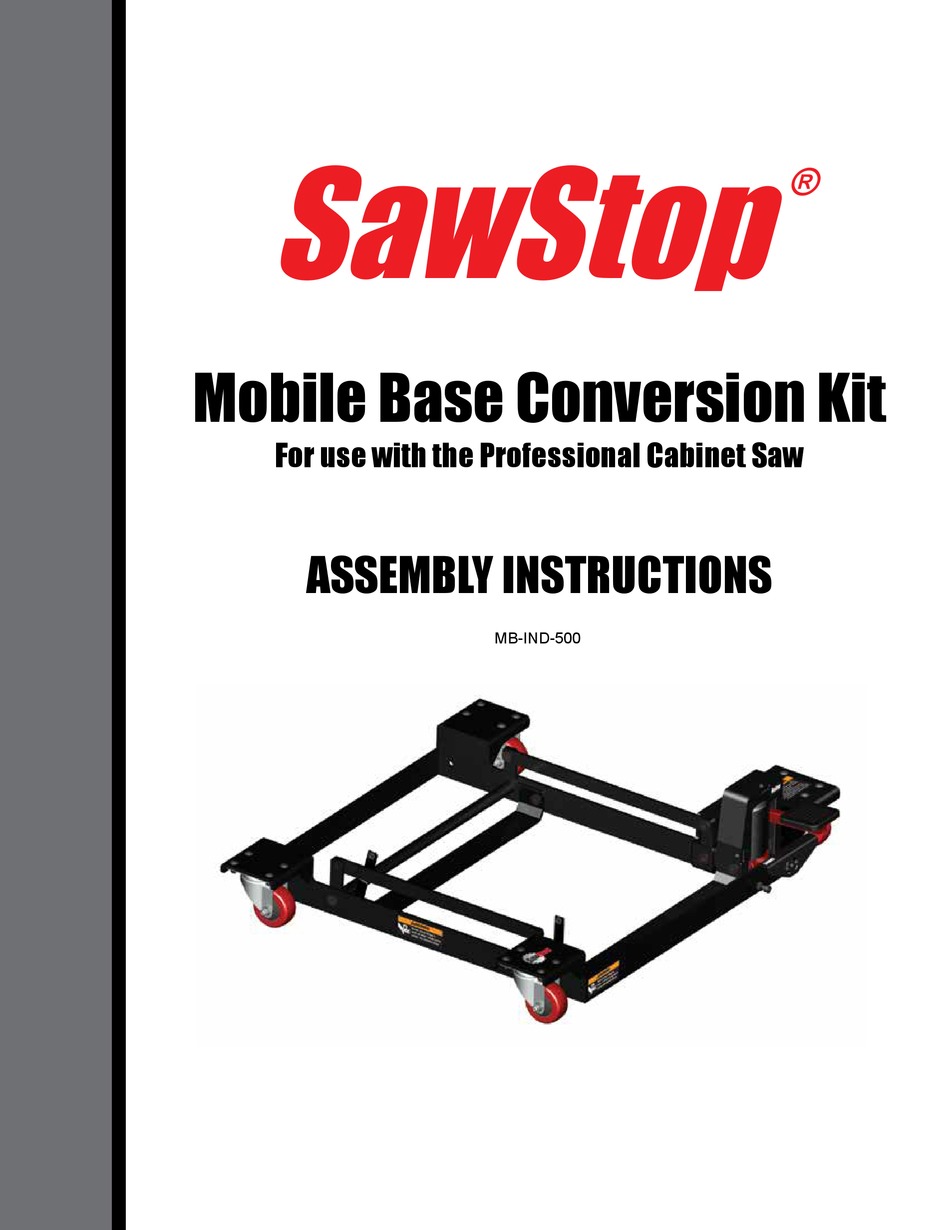 SAWSTOP MBIND500 ASSEMBLY INSTRUCTIONS MANUAL Pdf Download ManualsLib