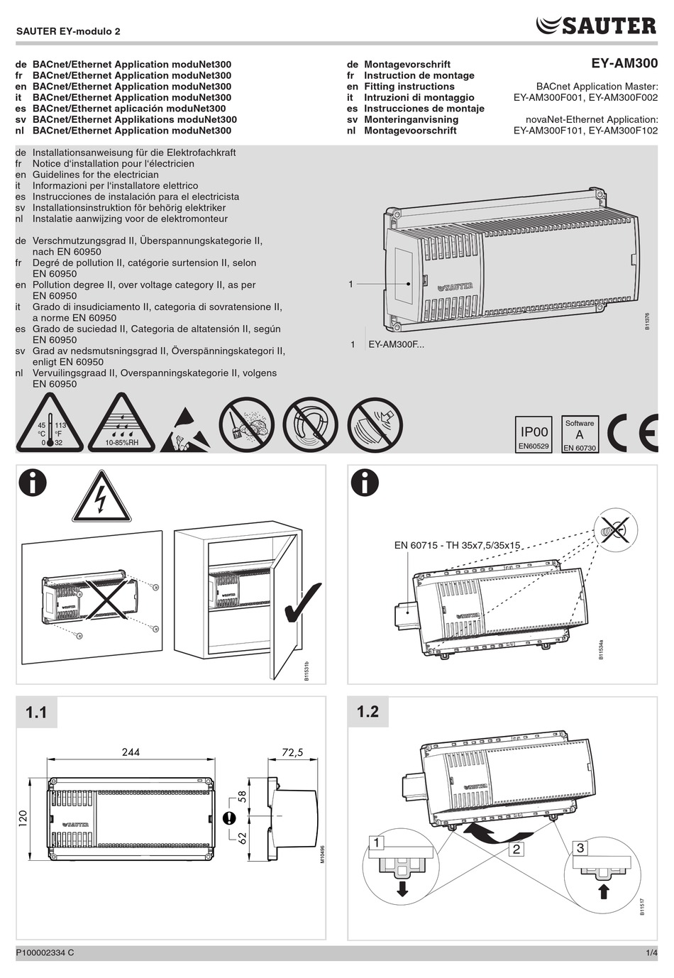 Sauter Ey-am300 Series Fitting Instructions Pdf Download 