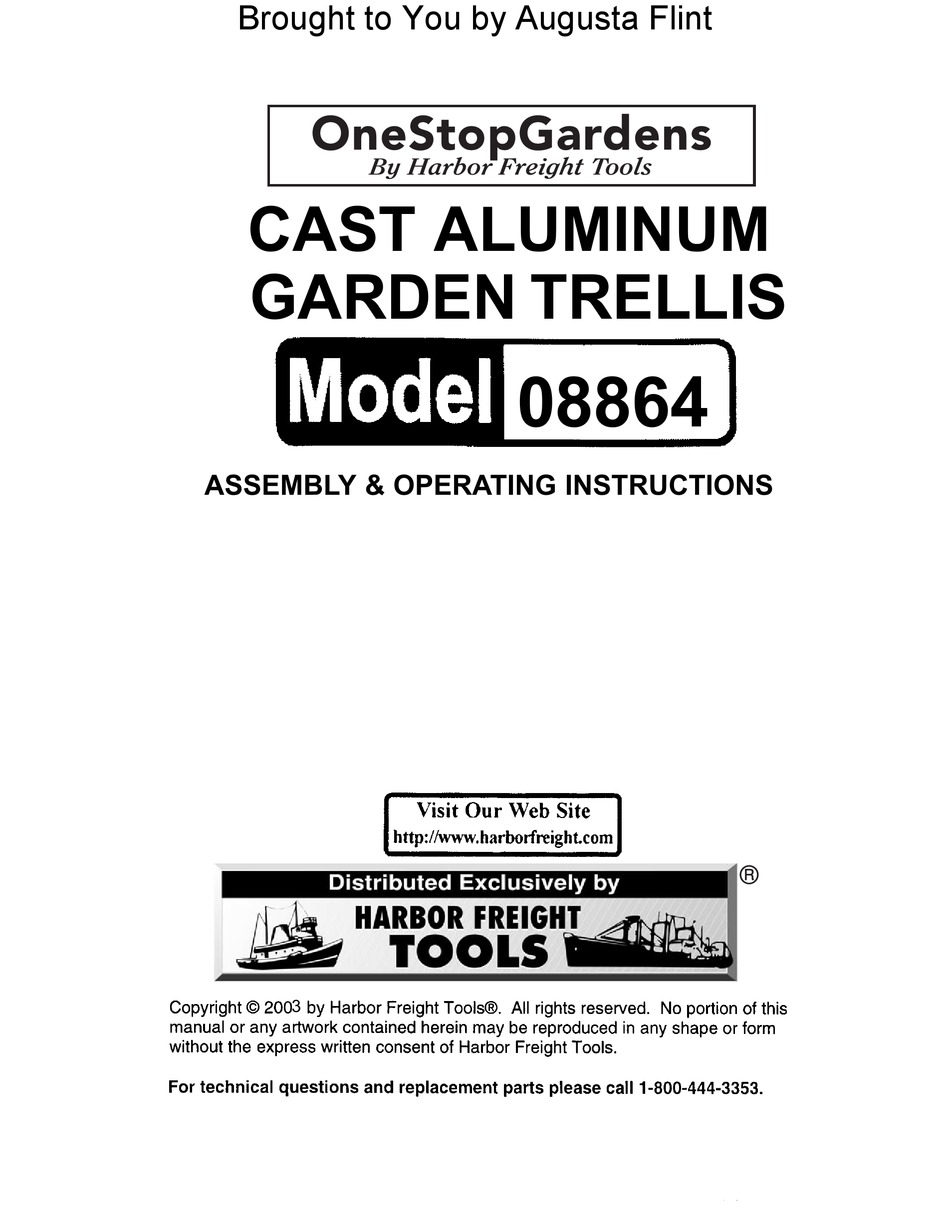 ONE STOP GARDENS 08864 ASSEMBLY & OPERATING INSTRUCTIONS Pdf Download