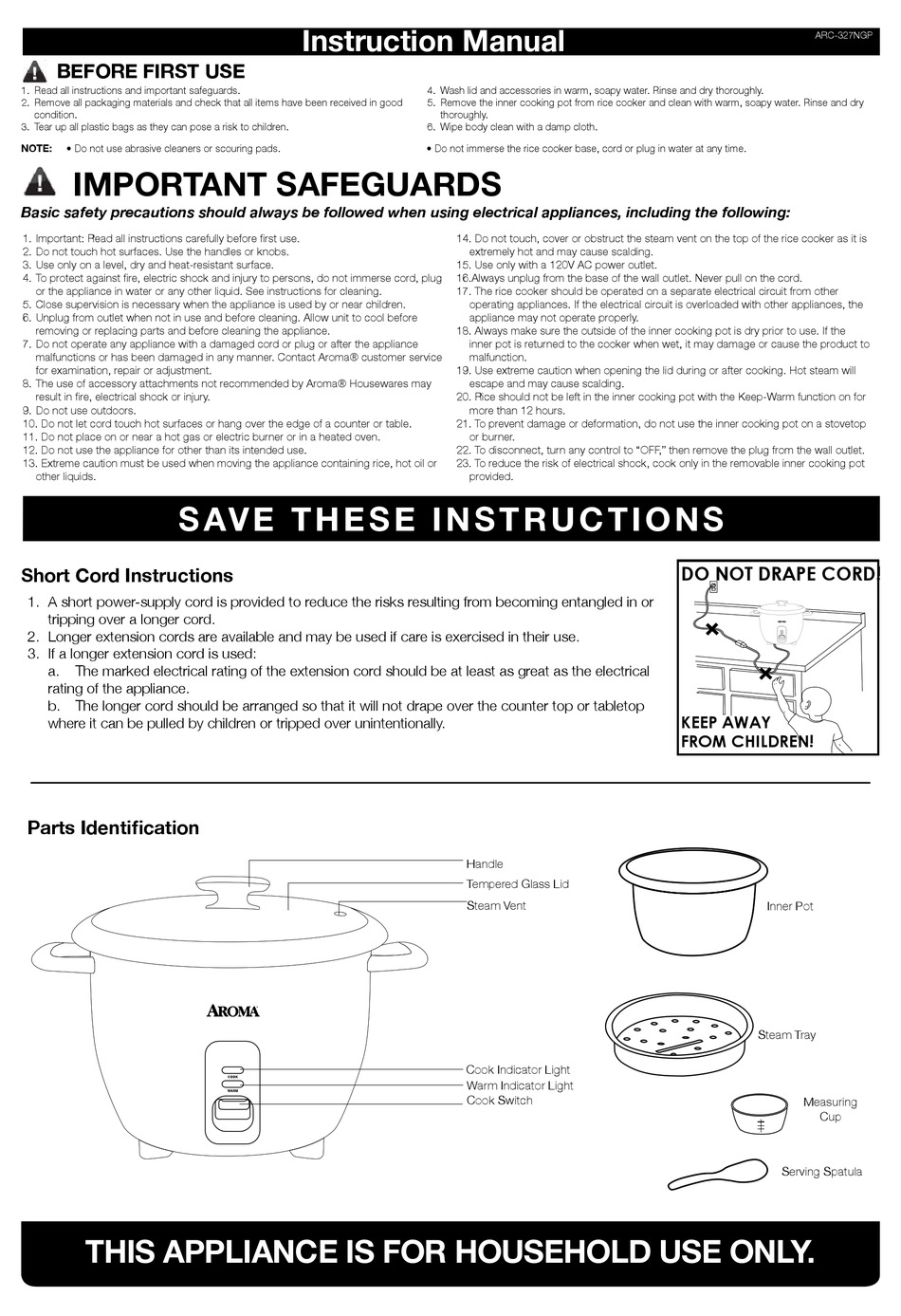 Aroma Arc 327ngp Instruction Manual Pdf Download Manualslib