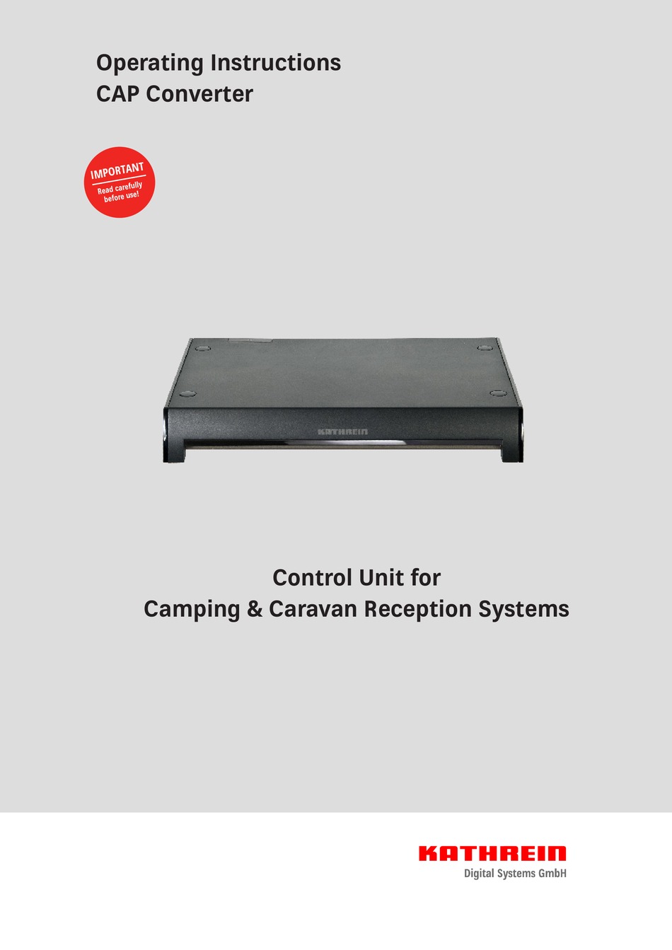 KATHREIN CAP CONVERTER OPERATING INSTRUCTIONS MANUAL Pdf Download