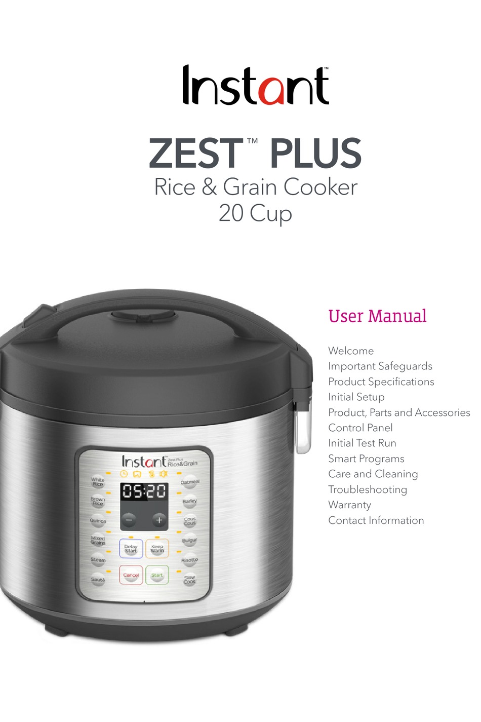 instant zest 20 rice and grain cooker