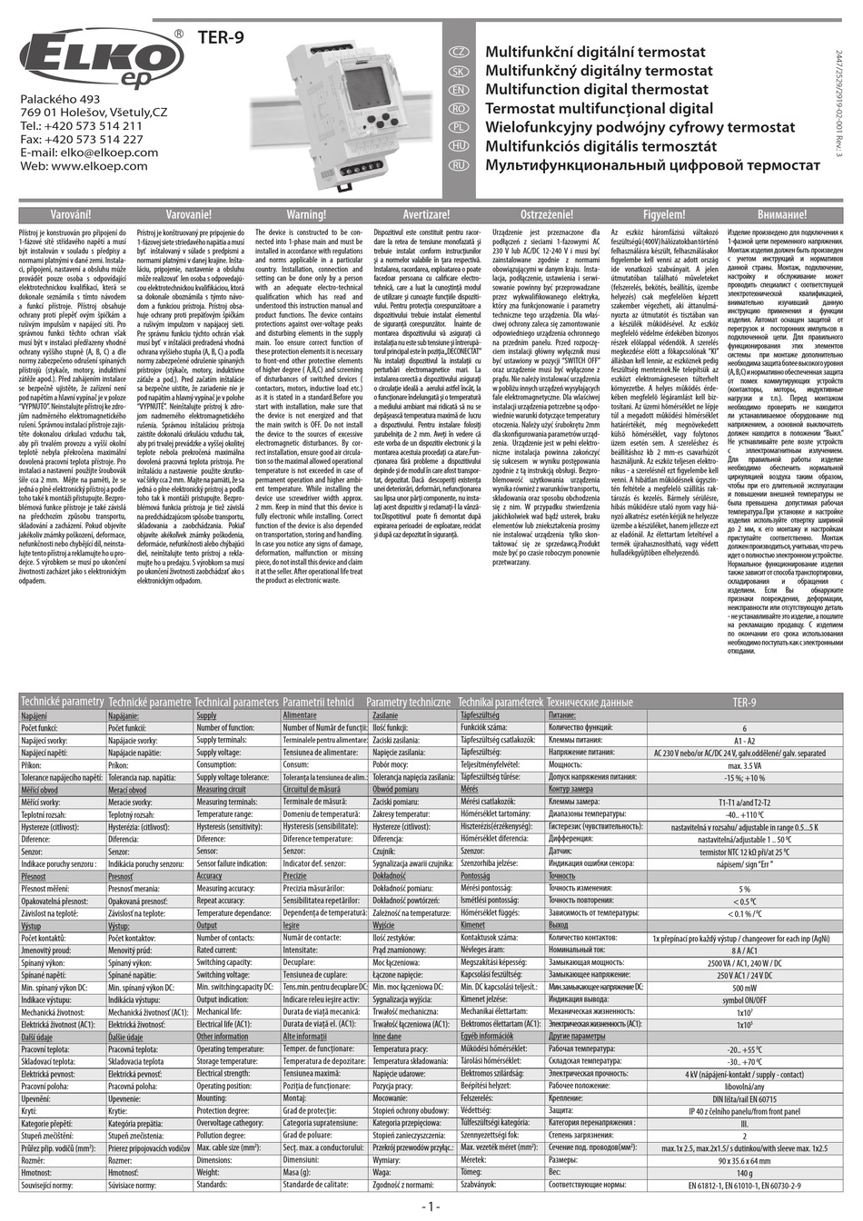 ELKO TER-9 MANUAL Pdf Download | ManualsLib
