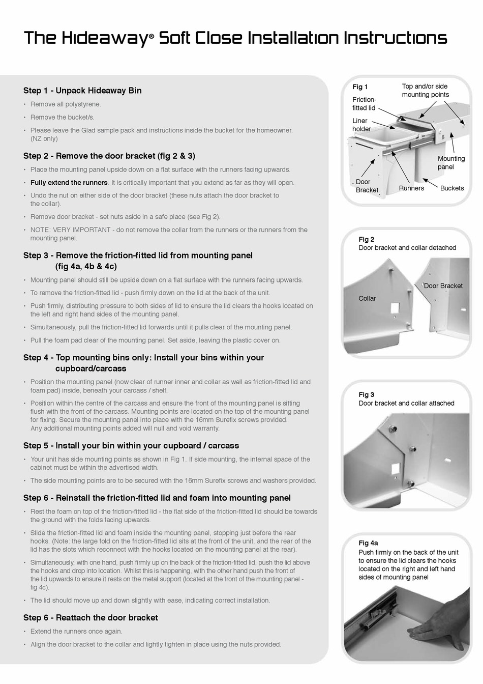 HIDEAWAY SOFT CLOSE INSTALLATION INSTRUCTIONS Pdf Download ManualsLib