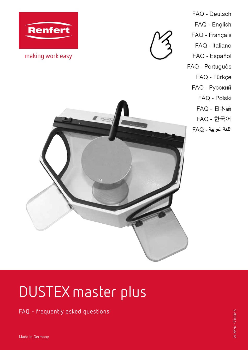 RENFERT DUSTEX MASTER PLUS FAQ Pdf Download ManualsLib