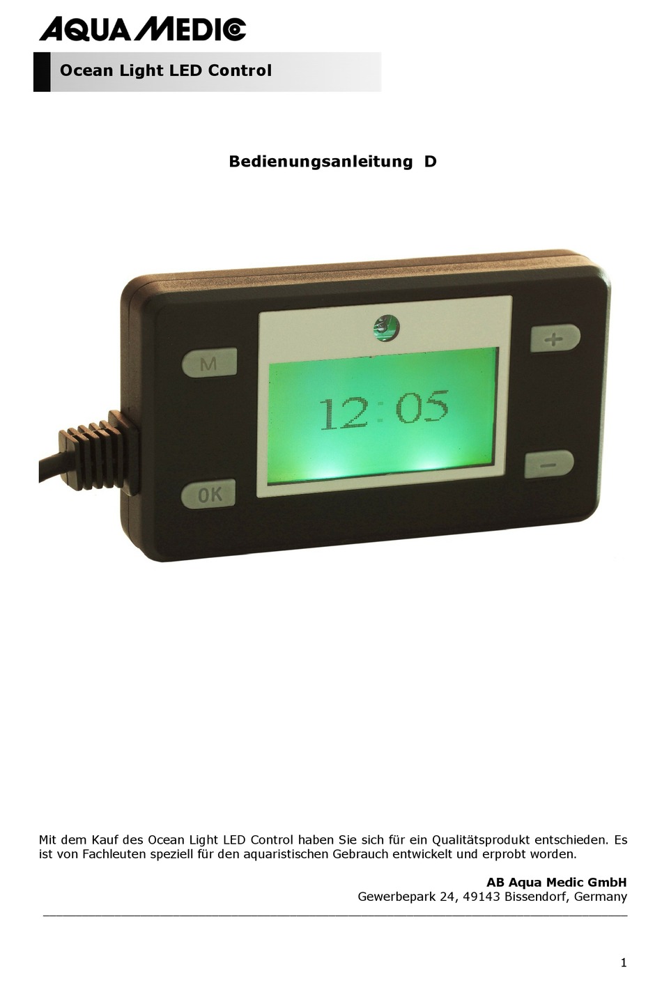 AQUA MEDIC OCEAN LIGHT LED CONTROL OPERATION MANUAL Pdf Download