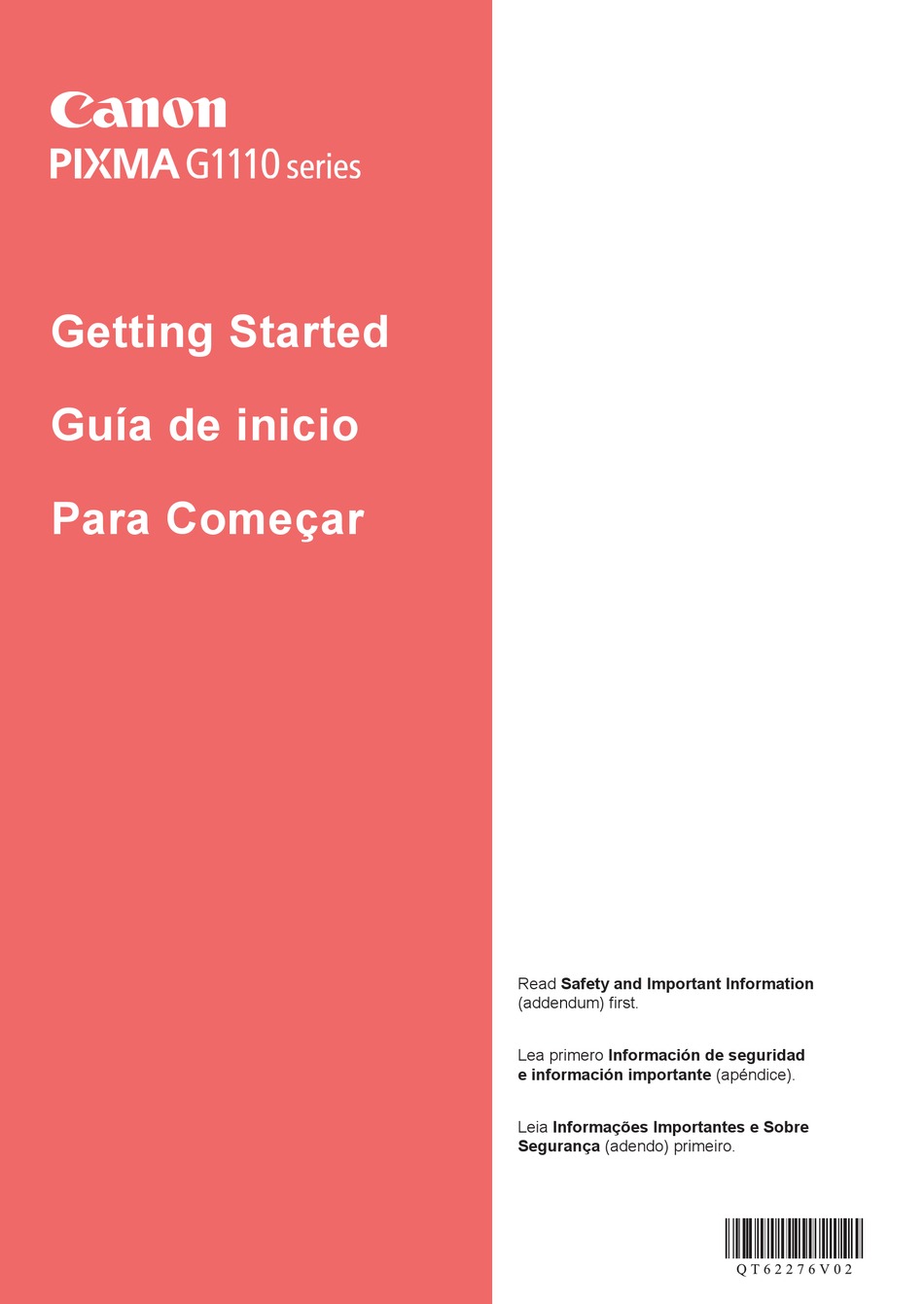 CANON PIXMA G1110 SERIES GETTING STARTED Pdf Download | ManualsLib