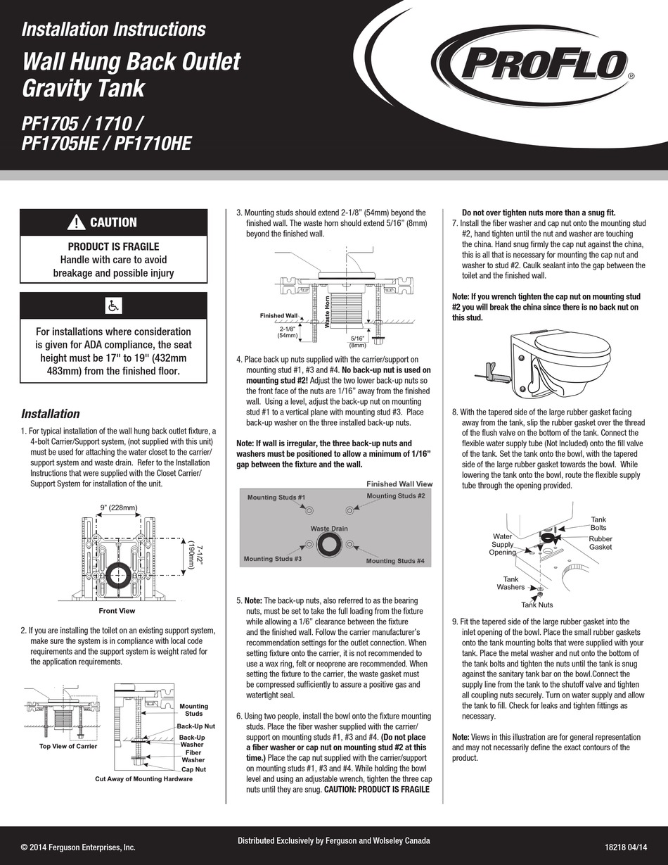 PROFLO PF1710 INSTALLATION INSTRUCTIONS MANUAL Pdf Download ManualsLib