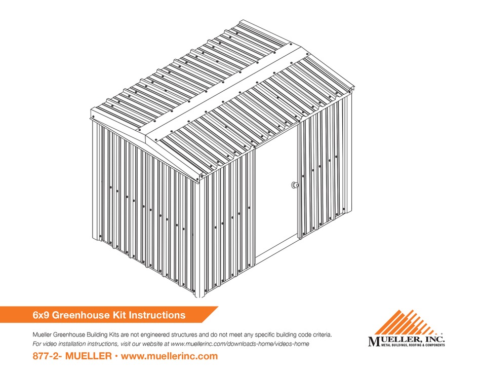 MUELLER 6X9 GREENHOUSE KIT INSTRUCTIONS MANUAL Pdf Download ManualsLib