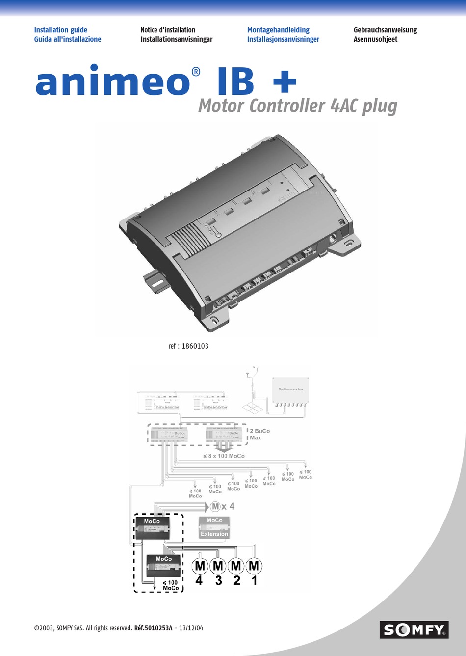 Somfy Animeo Ib Installation Manual Pdf Download Manualslib