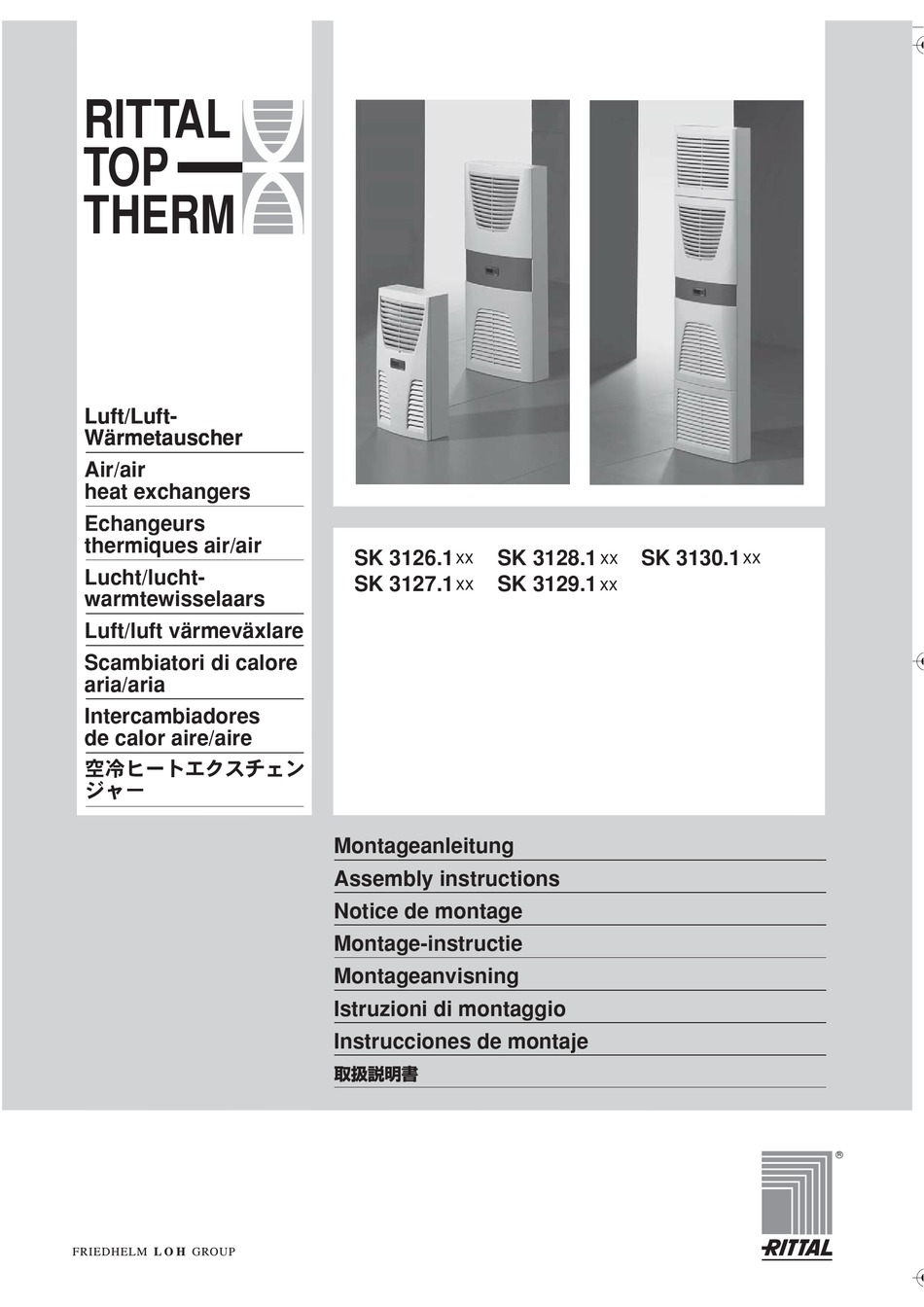 RITTAL TOP THERM SK 3126.1 SERIES ASSEMBLY INSTRUCTIONS MANUAL Pdf