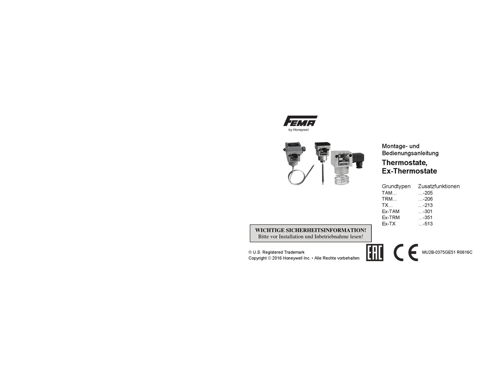 FEMA TAM SERIES ASSEMBLY AND OPERATING INSTRUCTIONS MANUAL Pdf Download 