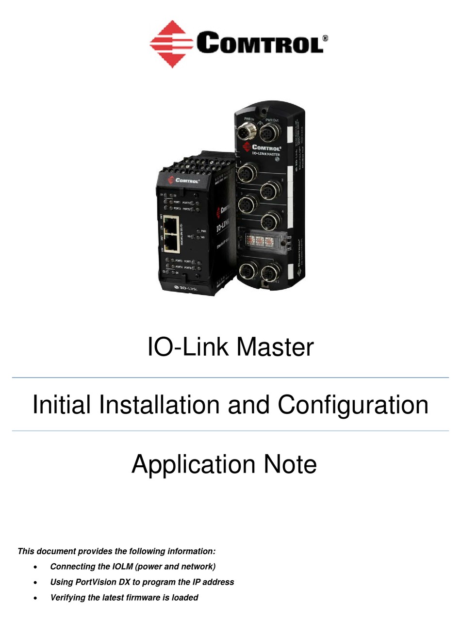 COMTROL IOLINK MASTER SERIES INITIAL INSTALLATION AND CONFIGURATION Pdf Download ManualsLib