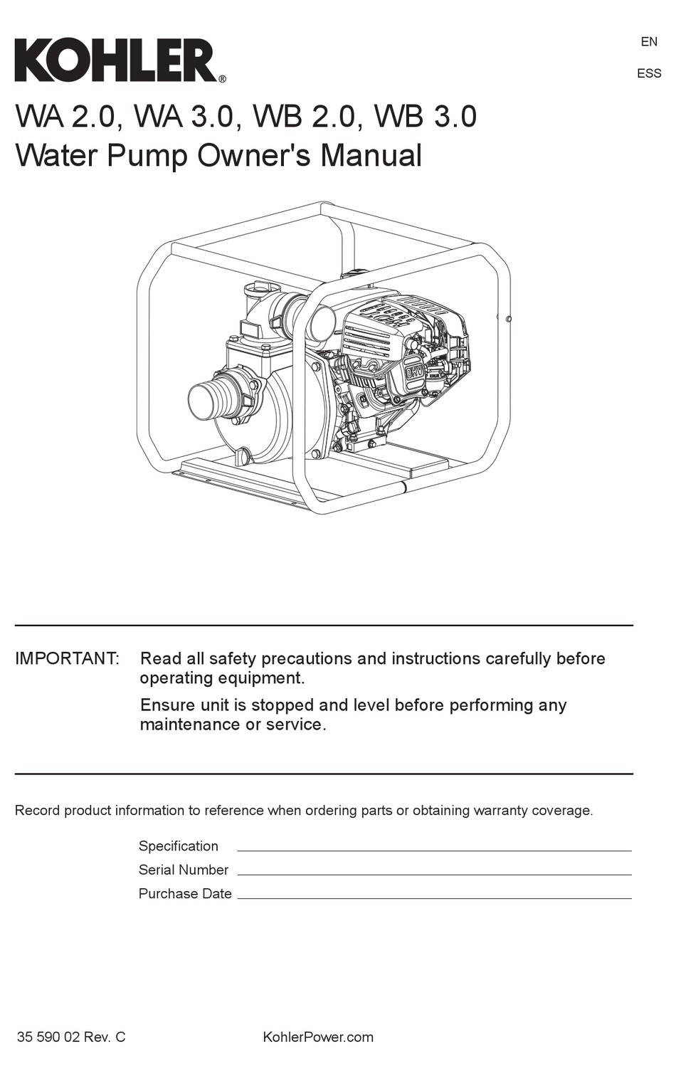 KOHLER WA 2 0 OWNER S MANUAL Pdf Download ManualsLib   Kohler Wa 2 0 