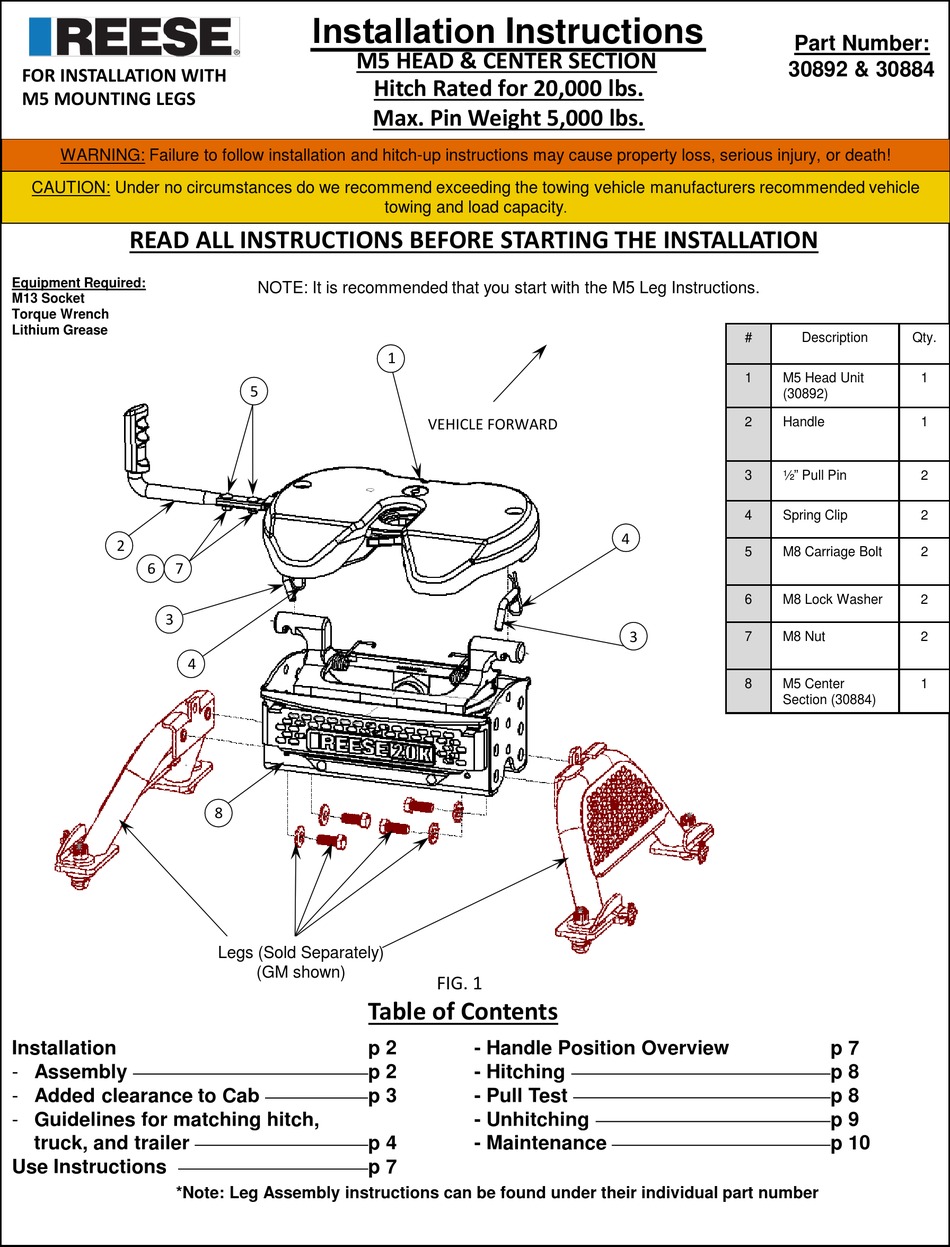 Reese M Installation Instructions Manual Pdf Download Manualslib