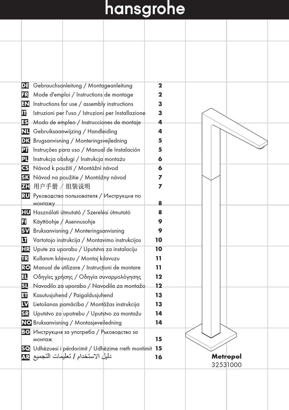 Hans Grohe Metropol Instructions For Use Assembly Instructions Pdf Download Manualslib