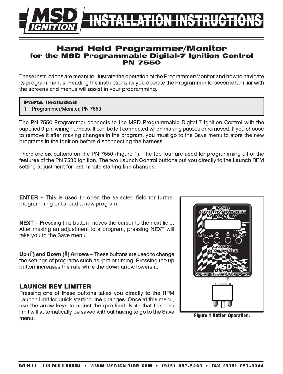MSD IGNITION 7550 INSTALLATION INSTRUCTIONS MANUAL Pdf Download ManualsLib
