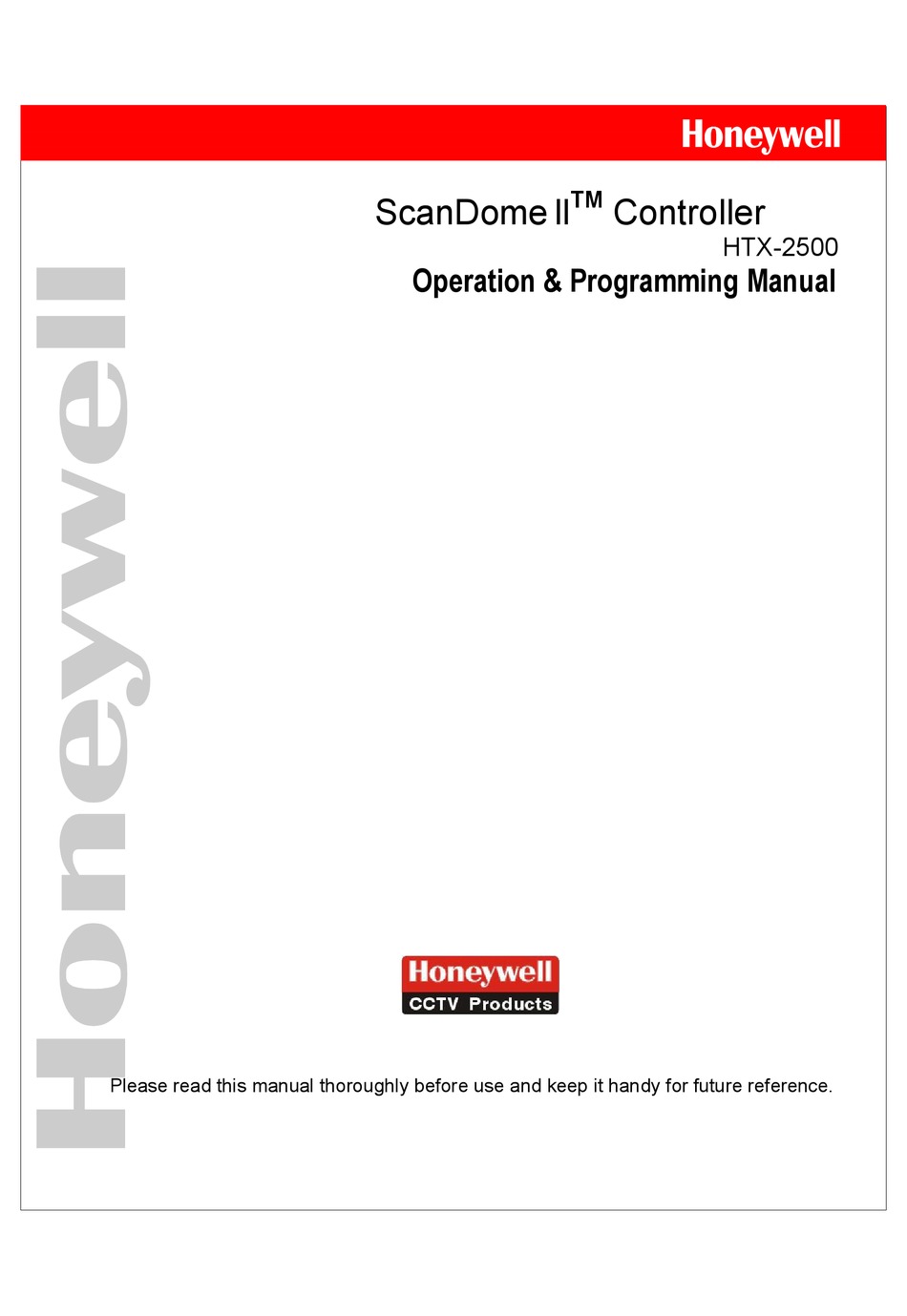 HONEYWELL SCAN DOME LL HTX2500 OPERATION & PROGRAMMING MANUAL Pdf