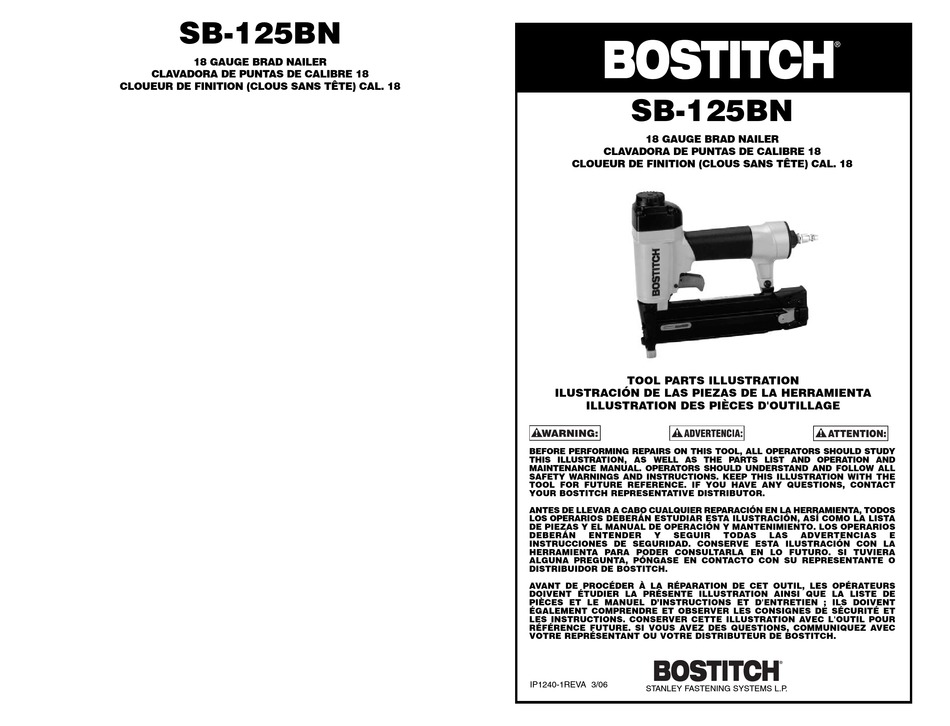 BOSTITCH SB125BN TOOL PARTS ILLUSTRATION Pdf Download ManualsLib