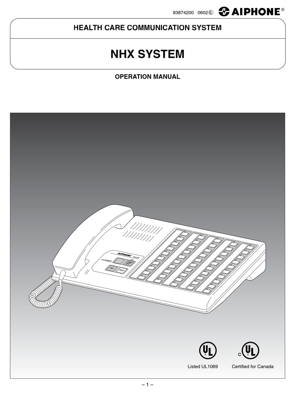 AIPHONE NHX SYSTEM SERIES OPERATION MANUAL Pdf Download ManualsLib