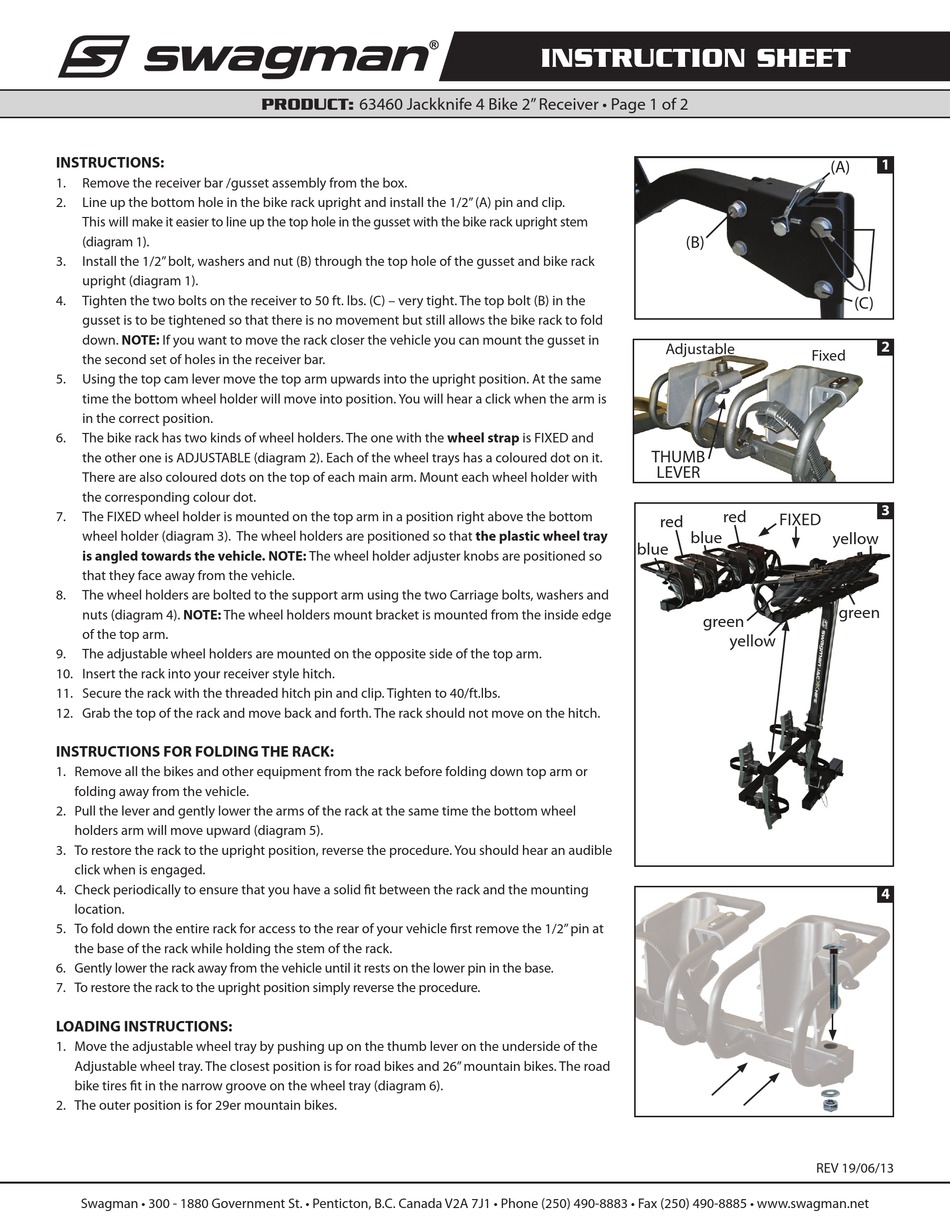 SWAGMAN JACKKNIFE 4 BIKE INSTRUCTION SHEET Pdf Download ManualsLib