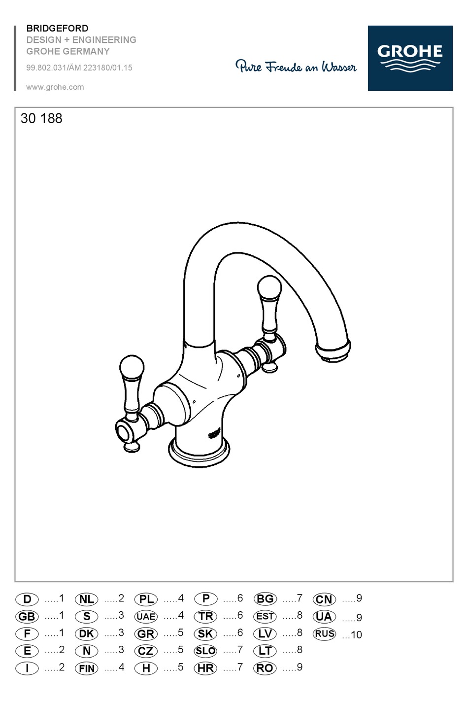 GROHE BRIDGEFORD ASSEMBLY INSTRUCTIONS MANUAL Pdf Download | ManualsLib