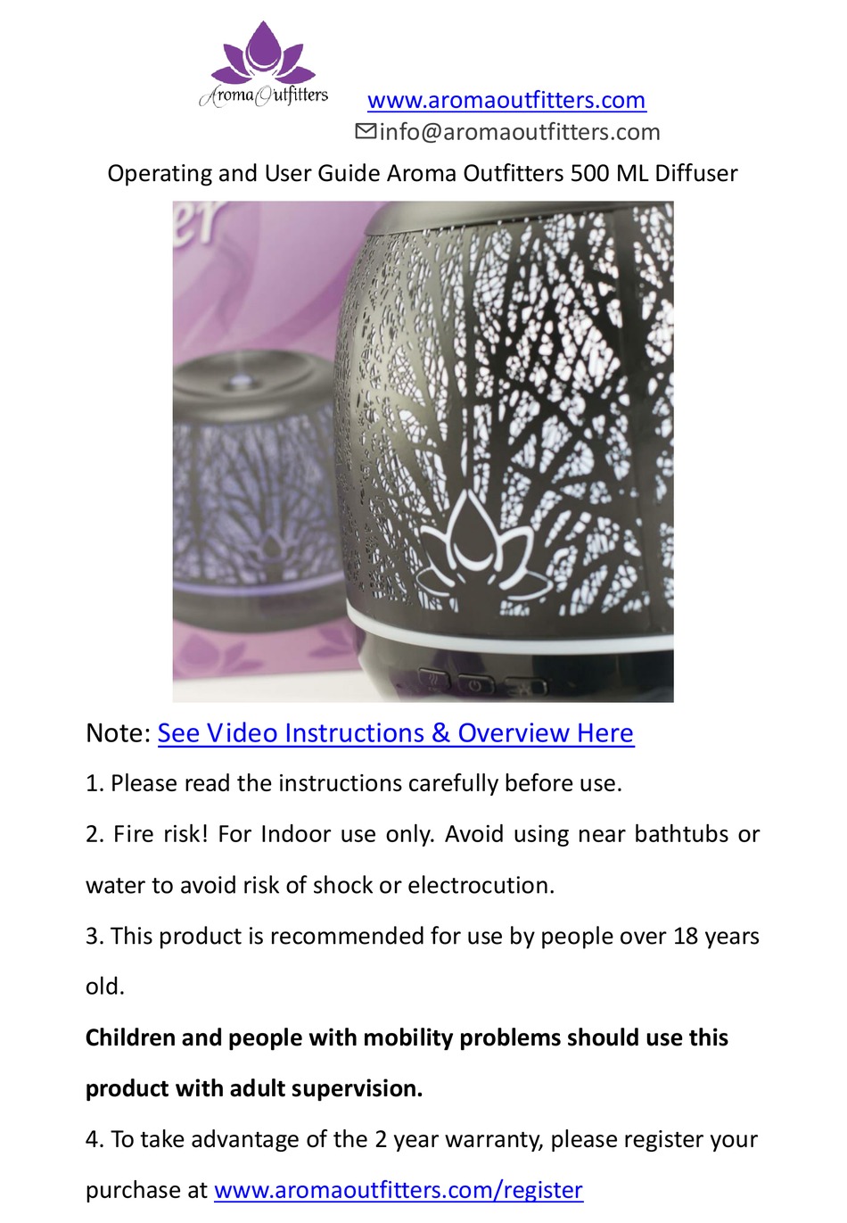 AROMA OUTFITTERS RA25 OPERATING AND USER MANUAL Pdf Download ManualsLib