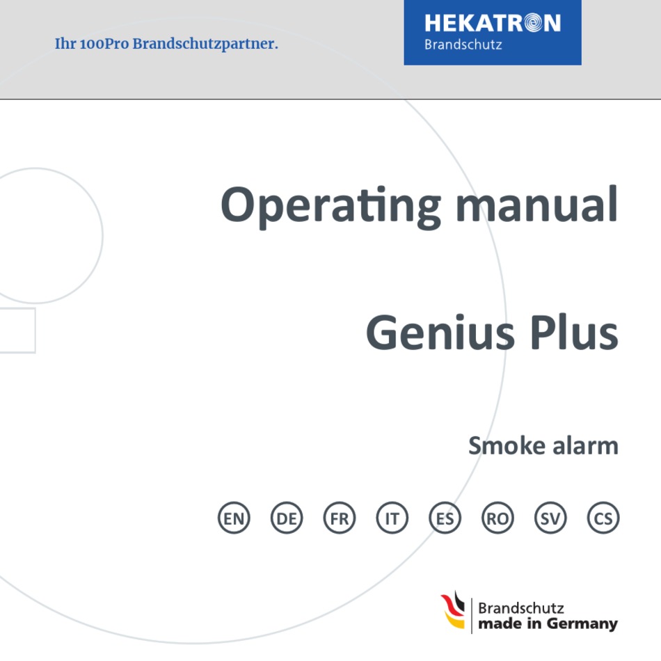 HEKATRON GENIUS PLUS OPERATING MANUAL Pdf Download ManualsLib