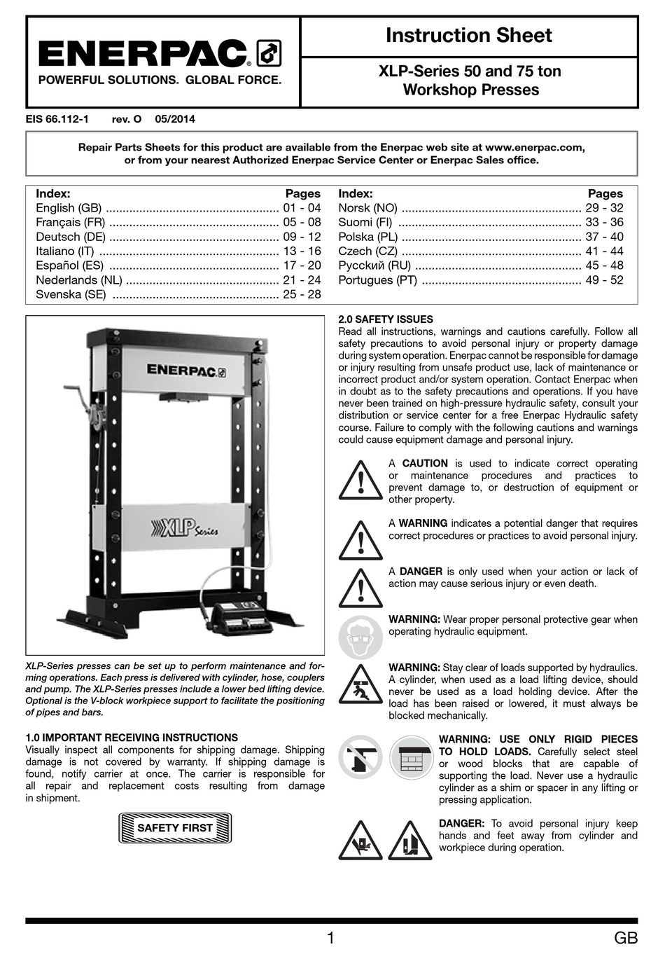 ENERPAC XLPSERIES INSTRUCTION SHEET Pdf Download ManualsLib