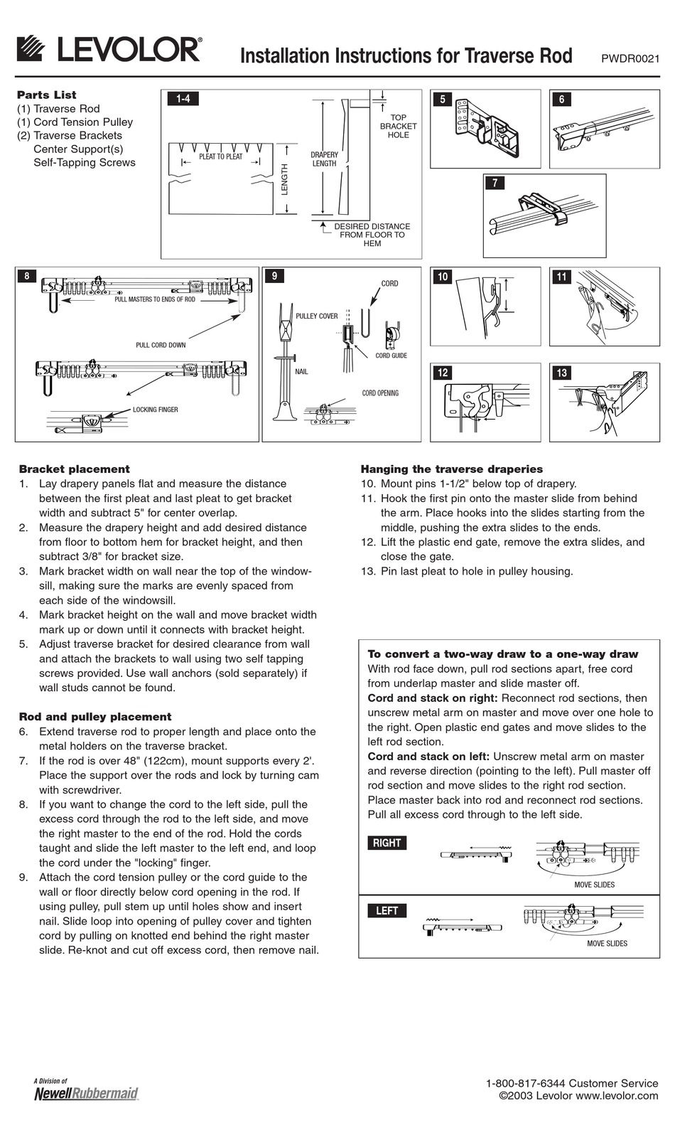 LEVOLOR TRAVERSE ROD INSTALLATION INSTRUCTIONS Pdf Download | ManualsLib