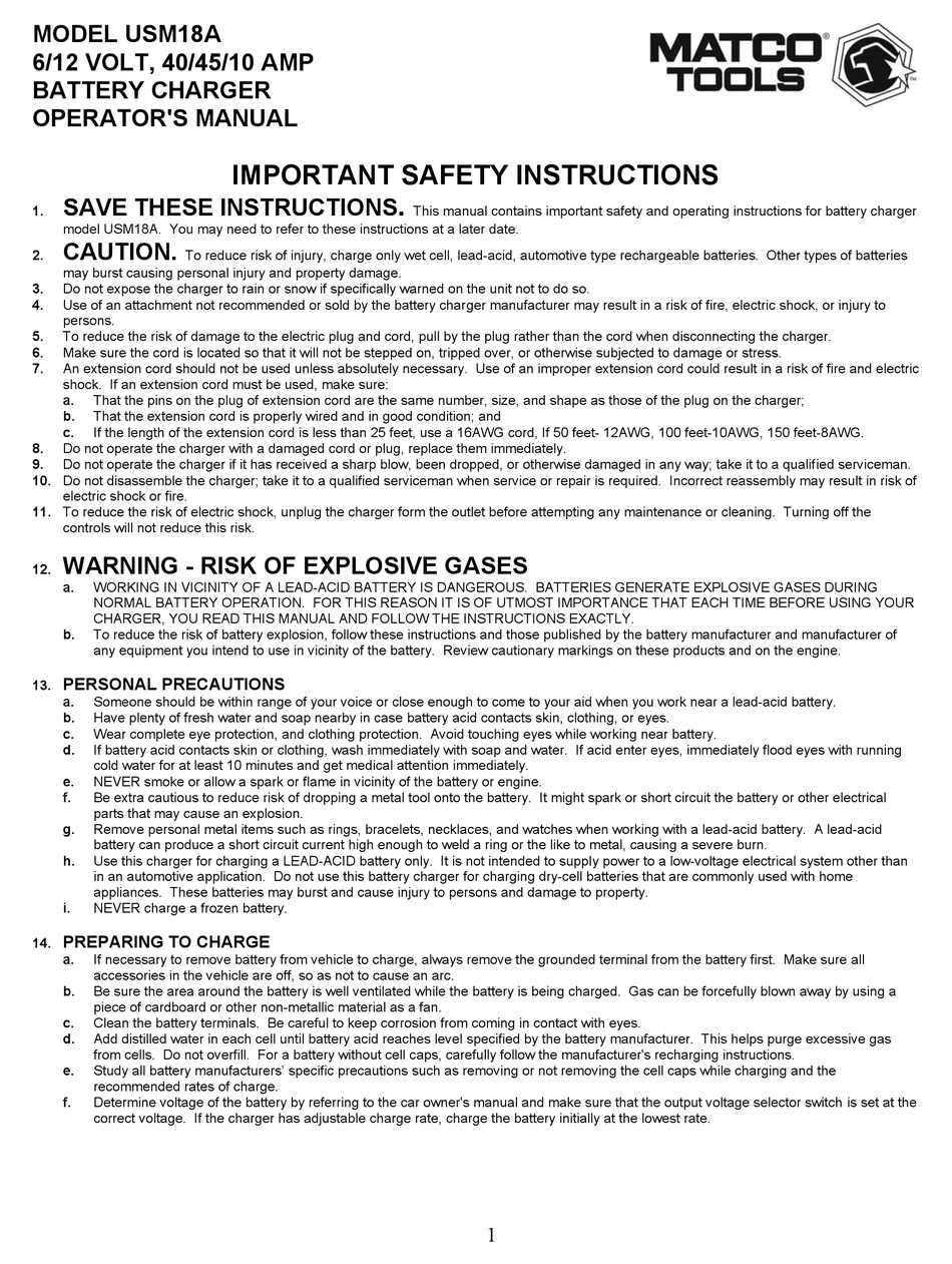 MATCO TOOLS USM18A OPERATOR'S MANUAL Pdf Download | ManualsLib