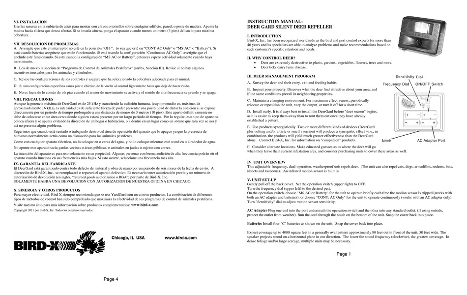 BIRDX DEER GARD INSTRUCTION MANUAL Pdf Download ManualsLib